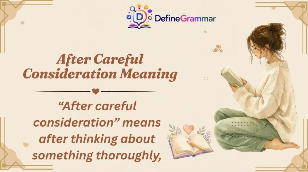 After Careful Consideration Meaning