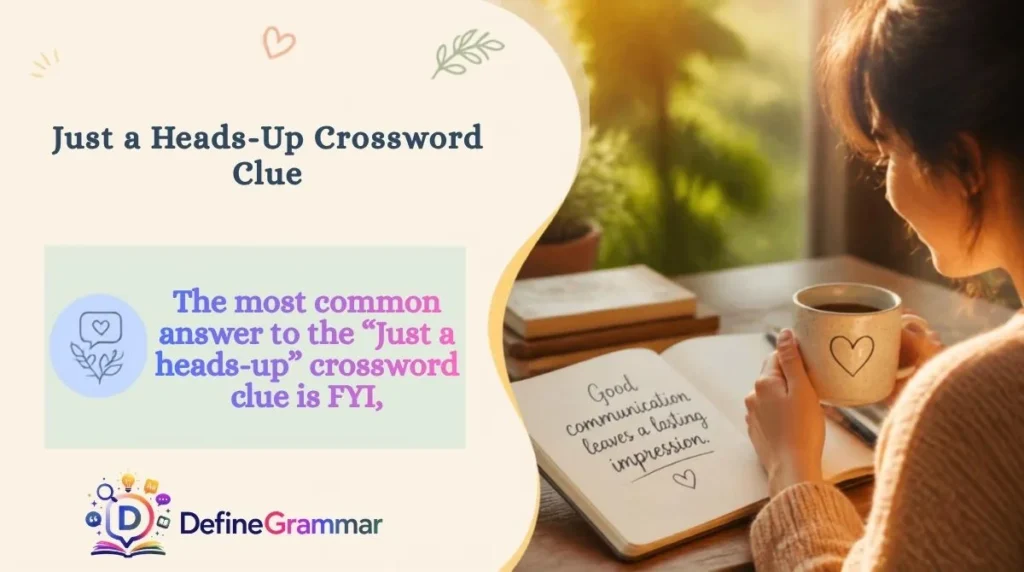 Just a Heads-Up Crossword Clue