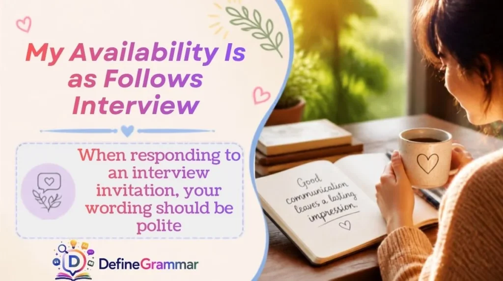 My Availability Is as Follows Interview