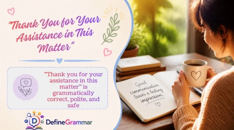 "Thank You for Your Assistance in This Matter"