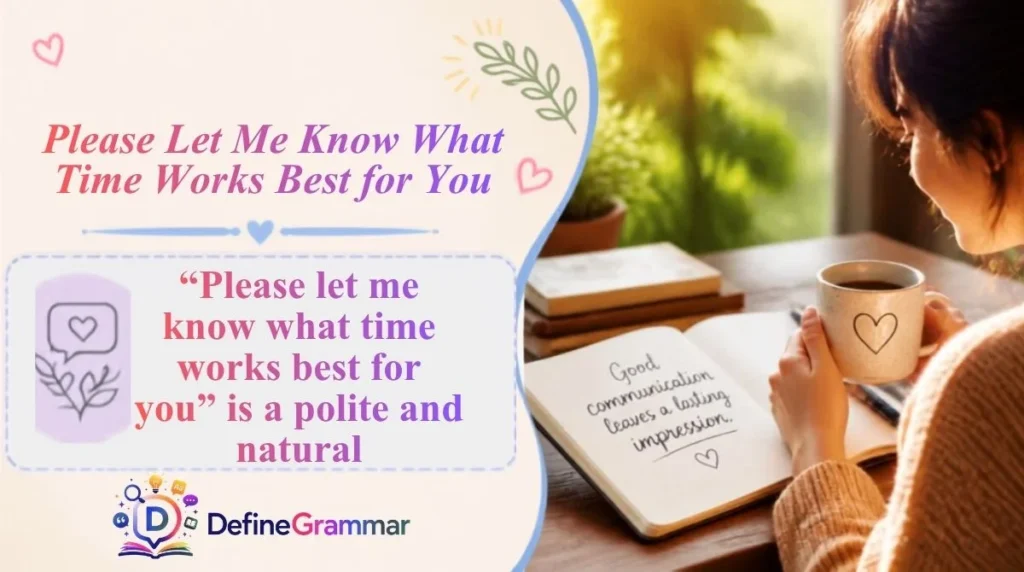 Please Let Me Know What Time Works Best for You